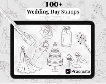 Wedding Stamps for Procreate: Bridal Clipart Brush Set (100+)