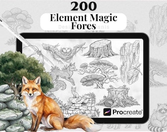 Magic Forest Stamps for Procreate – 200 Enchanted Nature Line Art Brushes (Digital Download)