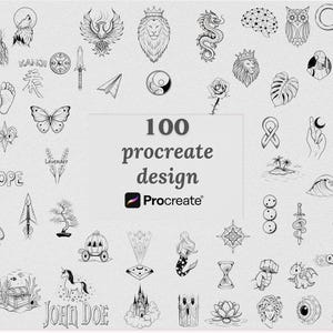 100+ Procreate Design-Stempelbürsten | Handgezeichnete Elemente für digitale Kunst, Doodles, Hintergründe & kreative Projekte | Procreate Pinselset |