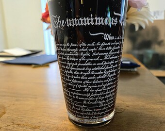 Declaration of Independence Pint Glass laser engraved