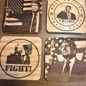 President Donald Trump  4 Wood Drink Coasters