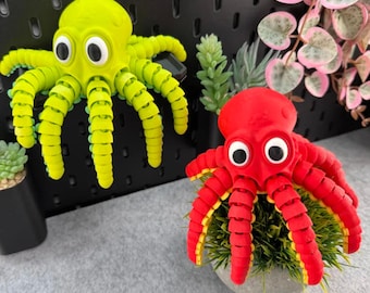 Articulated Octopus 3D STL File | Cute Flexi Octopus Model for 3D Printing | High Detail Tabletop Fidget Toy Home Decor