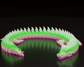 Articulated Dragon STL, Flexible Bioluminescent 3D Print