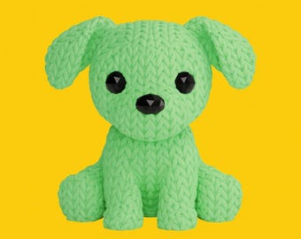 Knitted Dog STL Design | 3D Printable Knit-Texture Dog Model | Cute Plush-Style Toy STL | Crochet Look Figurine | DIY 3D Print Decor