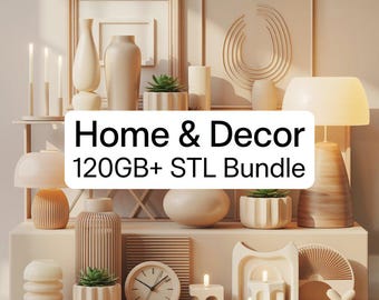 Paquete de archivos STL para hogar y decoración (más de 120 GB) / Diseño de interiores imprimible en 3D / Modelos de jarrones, lámparas, macetas, arte mural y organizadores