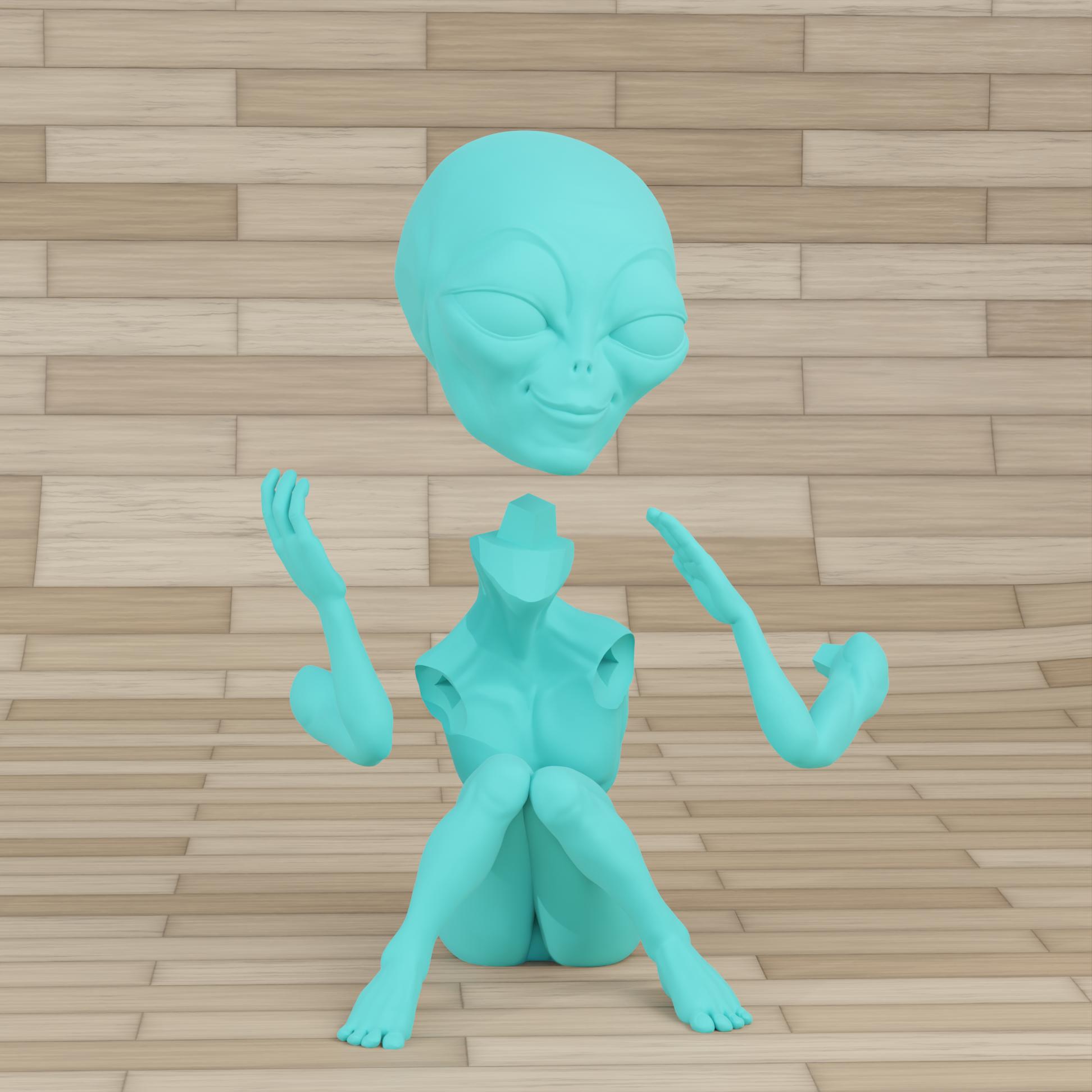 Cute Thinking Alien Stl File | Articulated Pondering ET 3D Model ...