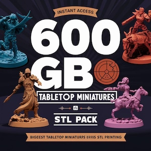 Mega Mixed Tabletop STL Bundle | Largest Organized STL Pack for 3D Printing | Miniatures, Terrain & More