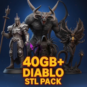 40GB+ Diablo (Hell Fire) STL Pack – Dark Fantasy Monster Bundle, Infernal Creatures 3D Print Files, Epic Hell Beast Models