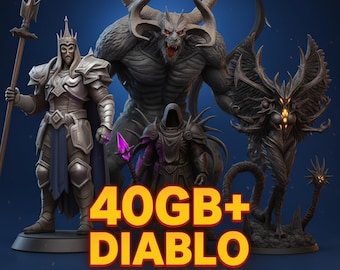 40GB+ Diablo (Hell Fire) STL Pack – Dark Fantasy Monster Bundle, Infernal Creatures 3D Print Files, Epic Hell Beast Models
