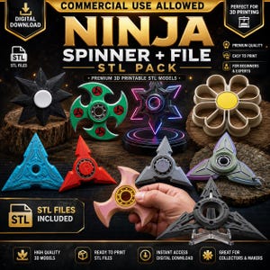 Ninja Spinner STL Bundle | Fidget Spinner STL Pack | 3D Printable Ninja Star Spinner Collection