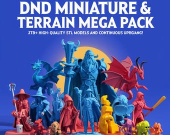 MEGA DnD, Miniatures & Terrain STL Bundle | Massive 3D Printing Collection for Tabletop RPGs | Organized STL Files for Dungeons and Dragons