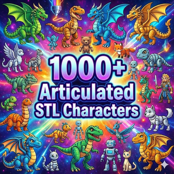 Pack STL Flexi Animals +1000 Articulated 3D Models | STL + 3MF Files for 3D Printing | 3d Articulated Designs | 3d Flexi