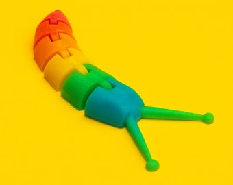 Articulated Slug STL Design | 3D Printable Flexi Slug Toy | Wiggly Slug Model | Articulated Fidget Toy STL | Cute Desk Toy 3D Print