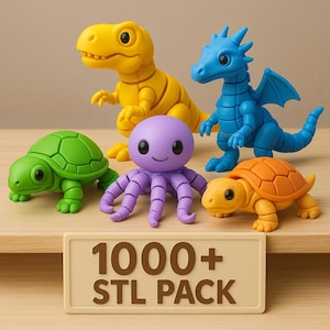 Pack STL Flexi Animals +1000 Articulated 3D Models | STL + 3MF Files for 3D Printing | Google Drive Link | Instant Download