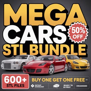 Lot STL Les plus grandes voitures | Modèles de voitures imprimables en 3D pour imprimantes résine et FDM | Pack STL Sport, Classique, Muscle Car, lot