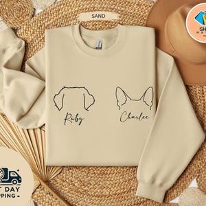Custom Dog Sweatshirt, Personalized Dog Ears Sweatshirt with Name, Christmas Gift, Dog Dad Gift for Pet Gift for Him, Pet Lovers