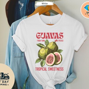Guavas Retro Commercial Graphic Shirt, Vintages Guavas Label T-Shirt, Exotic Fruit Lover Tee, Cute Unisex Adult Graphic T Shirt, Cool Gift