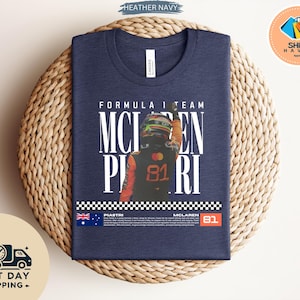 Oscar Piastri F1 T-Shirt, McLaren Racing Graphic Tee, Vintage Motorsport Shirt, Formula 1 Fan Apparel