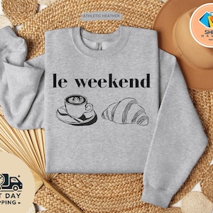 Weekend Shirt, Coffee Tshirt, Croissant Shirt, French T Shirt, Weekending T-Shirt, Retro Graphic Tee, Vintage Aesthetic, Le Weekend, Women