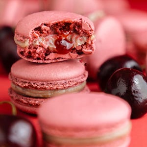 Limited Edition Cherry Cheesecake Macarons, Gourmet French Macaron Gift Box – Summer Gifts Macarons, Birthdays, Holidays & Special Occasions
