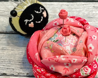 Rosebud and Bee Pincushion | Kit with Pattern