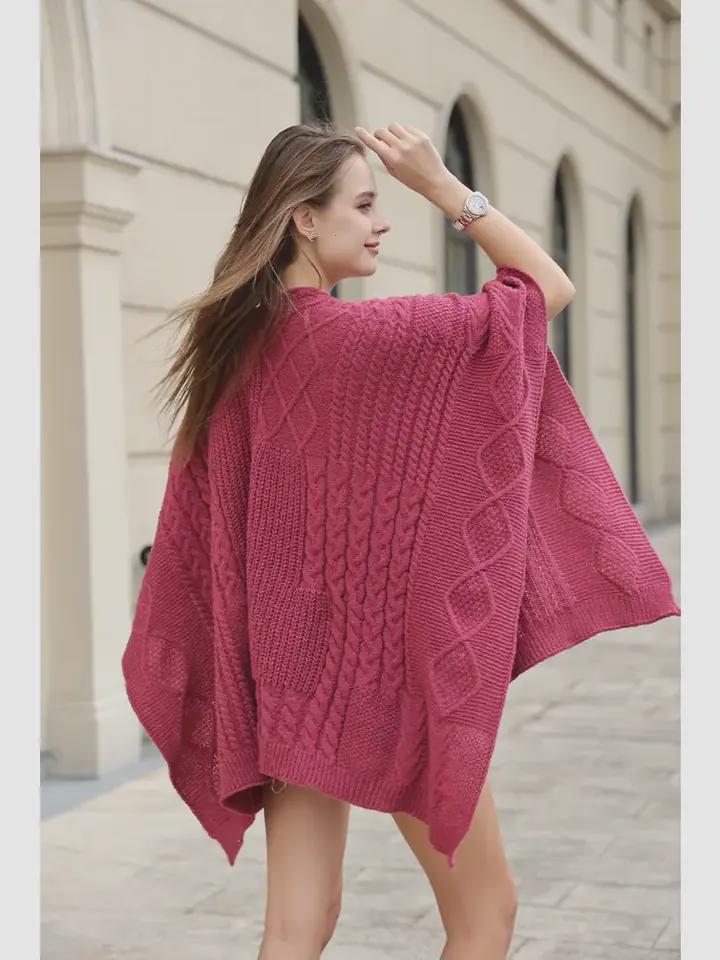 Signature Cables & Braids Patterned Ruana/rib Knit Ruana Wrap: Boho ...