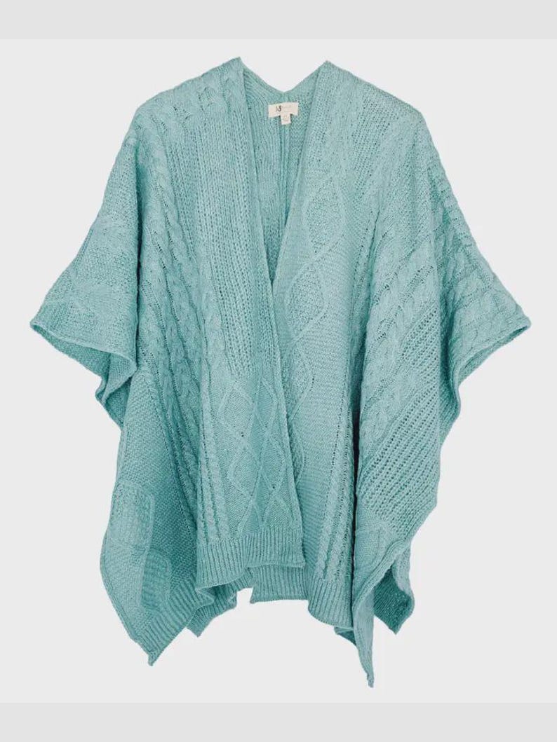 Signature Cables & Braids Patterned Ruana/rib Knit Ruana Wrap: Boho ...