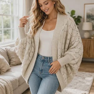 Textured Knit Cocoon Cardigan