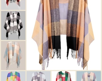 20 Colors! Softer Than Cashmere Color Block Blanket Wrap