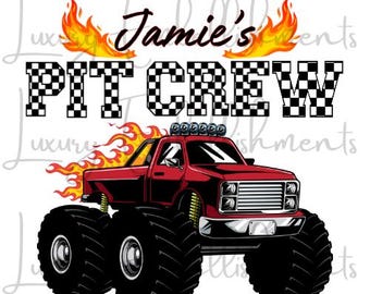 Name Monstertruck Boxencrew Geburtstags Design Flammen
