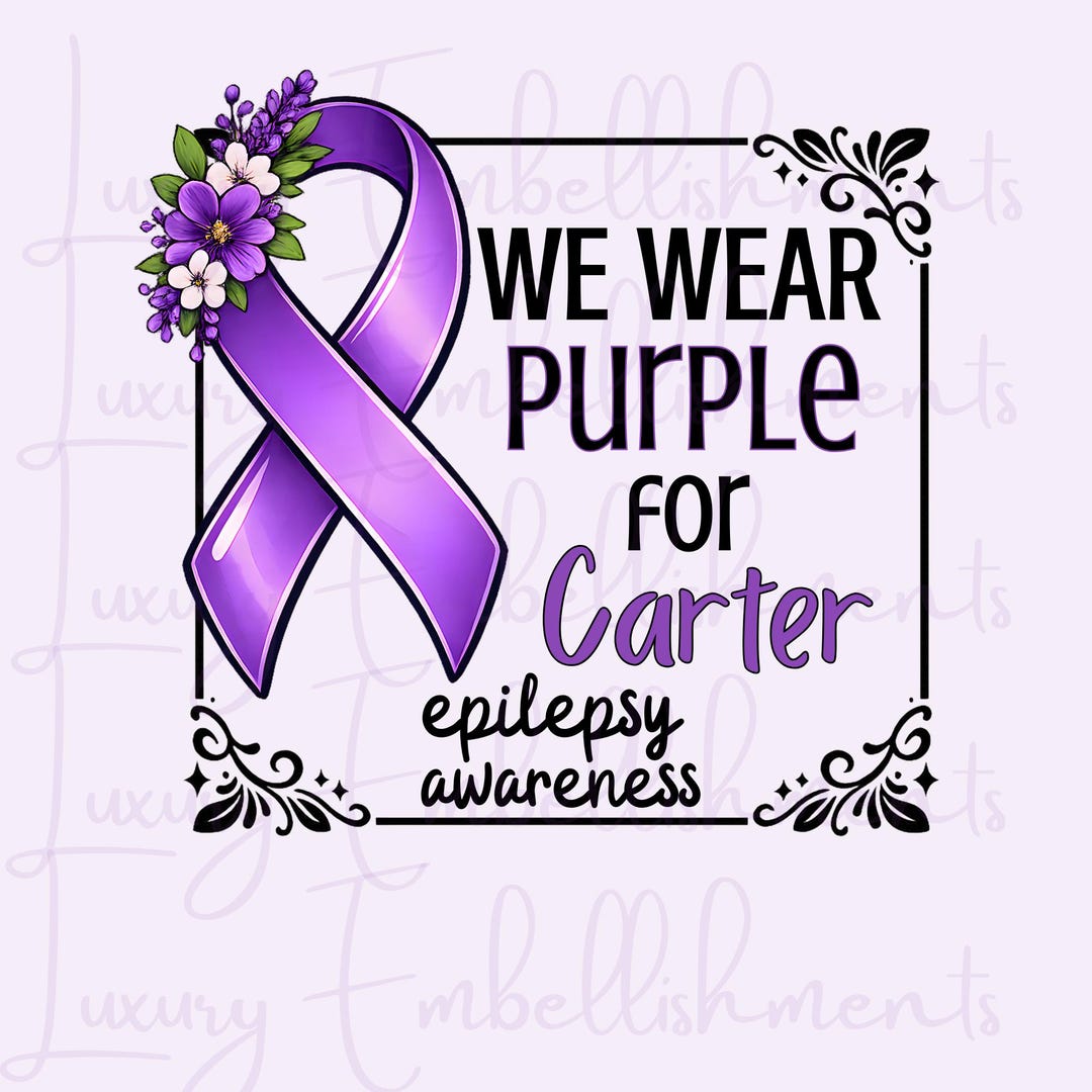 We Wear Purple for Epilepsy Awareness Purple Ribbon Support Blank PNG ...