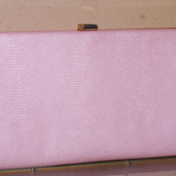 Vintage 1960er Jahre rosa Kupplung Geldbeutel
