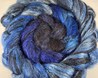 Spinning Fiber - Alpaca & Tussah Silk Combed Top / Roving - Moody Blues