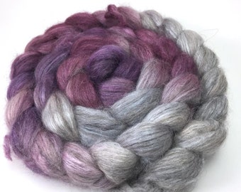 Spinning Fiber - Alpaca/Silk  Roving Combed Top - Silver Chalice