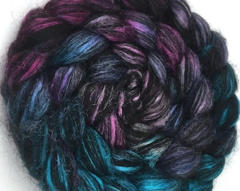 Spinning Fiber - Alpaca & Tussah Silk Combed Top - Northern Lights