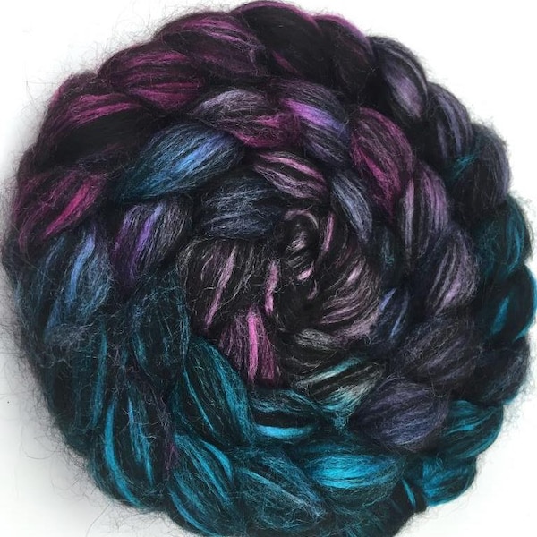 Spinning Fiber - Alpaca & Tussah Silk Combed Top - Northern Lights