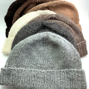 Alpaca hat handknit, watch cap, fisherman hat, toque, beanie, natural colors, unisex