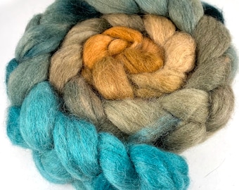 Spinning Fiber - Baby Alpaca Combed Top - Aqua to Rust - gradient dyed roving