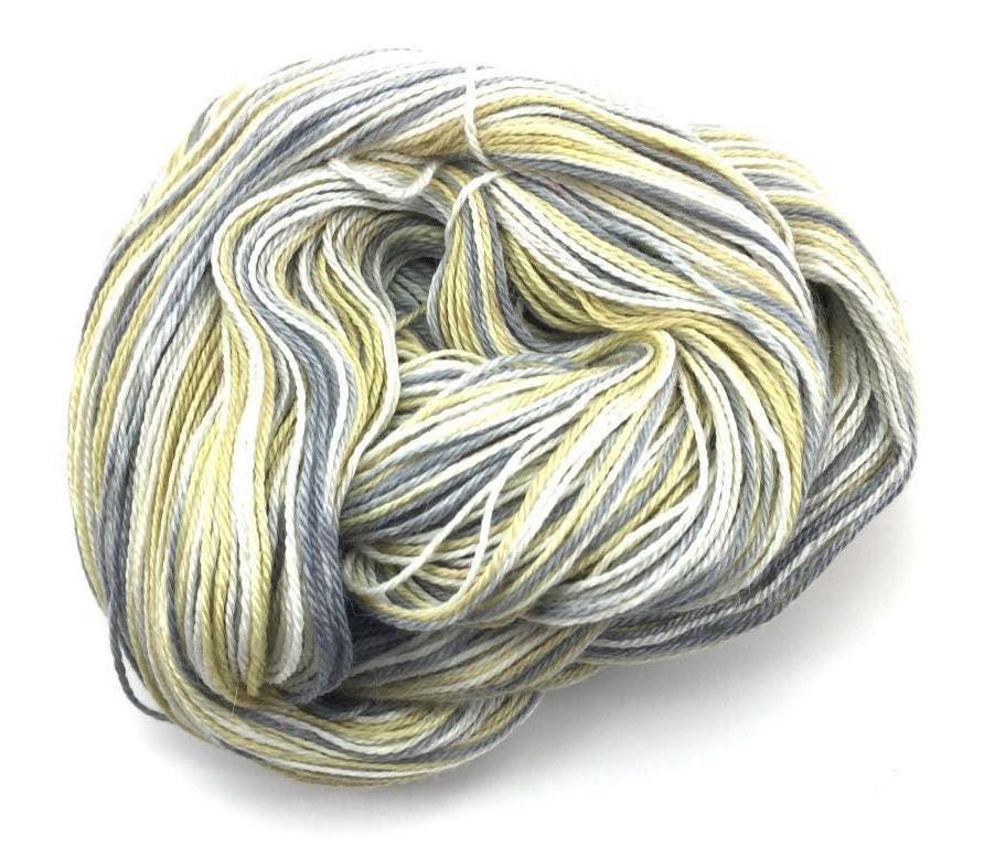 Fingering weight yarn, Upstream Delight - baby alpaca, silk, cashmere, Silver and Gold