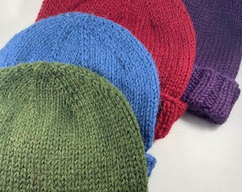 Alpaca hat handknit, watch cap, fisherman hat, toque, beanie, dyed colors, unisex