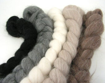 Spinning Fiber - Undyed baby alpaca combed top - 4 oz braids