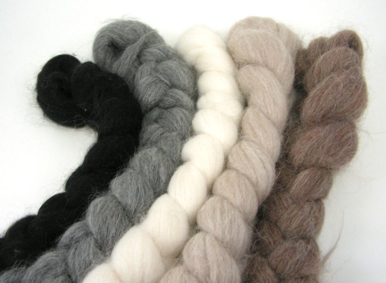 Spinning Fiber Undyed baby alpaca combed top 4 oz braids image 1