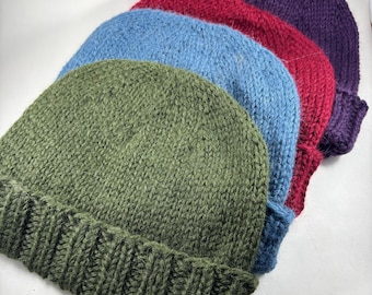 Alpaca hat handknit, watch cap, fisherman hat, toque, beanie, dyed colors, unisex