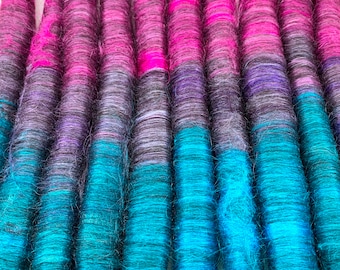 Spinning Fiber - Northern Lights  - Alpaca, Silk, Firestar Rolags - 4 oz