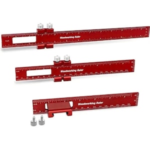 3 PCS Measuring Tools Woodworking Ruler Pocket Metal Slide Stop Marking Ruler