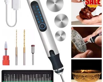 Mini Electric Drill Portable Handheld Micro Engraving Pen, Cordless Rotary Tool, USB Rechargeable, for Cutting, Engraving, Drilling, Grindin