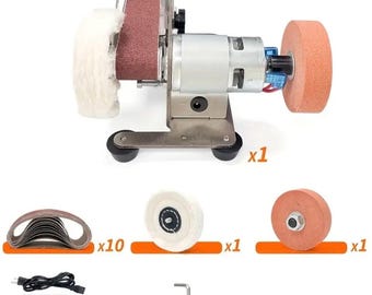 Mini Belt Sander, 7 Adjustable Speed Electric, 15 Degree Belt Grinder, Power Belt Sander For Metal Working And Woodworking W