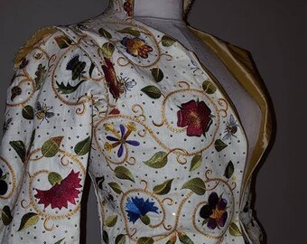 Women's Elizabethan Gold Embroidered Waistcoat, FABRICS INCLUDED (Made To Order)  - Lay Away Available