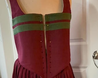 Women's 3 Piece Elizabethan Kirtle, Renaissance Dress, Custom Drafted (Made To Order) INCLUDES FABRICS - Linen Only
