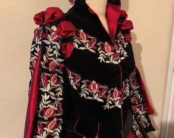 Women's Gown with Spanish Sleeves PLUS SIZES AVAILABLE Custom Embroidery, Elizabethan Dress, Costume,  (Made To Order)  Labor Fees